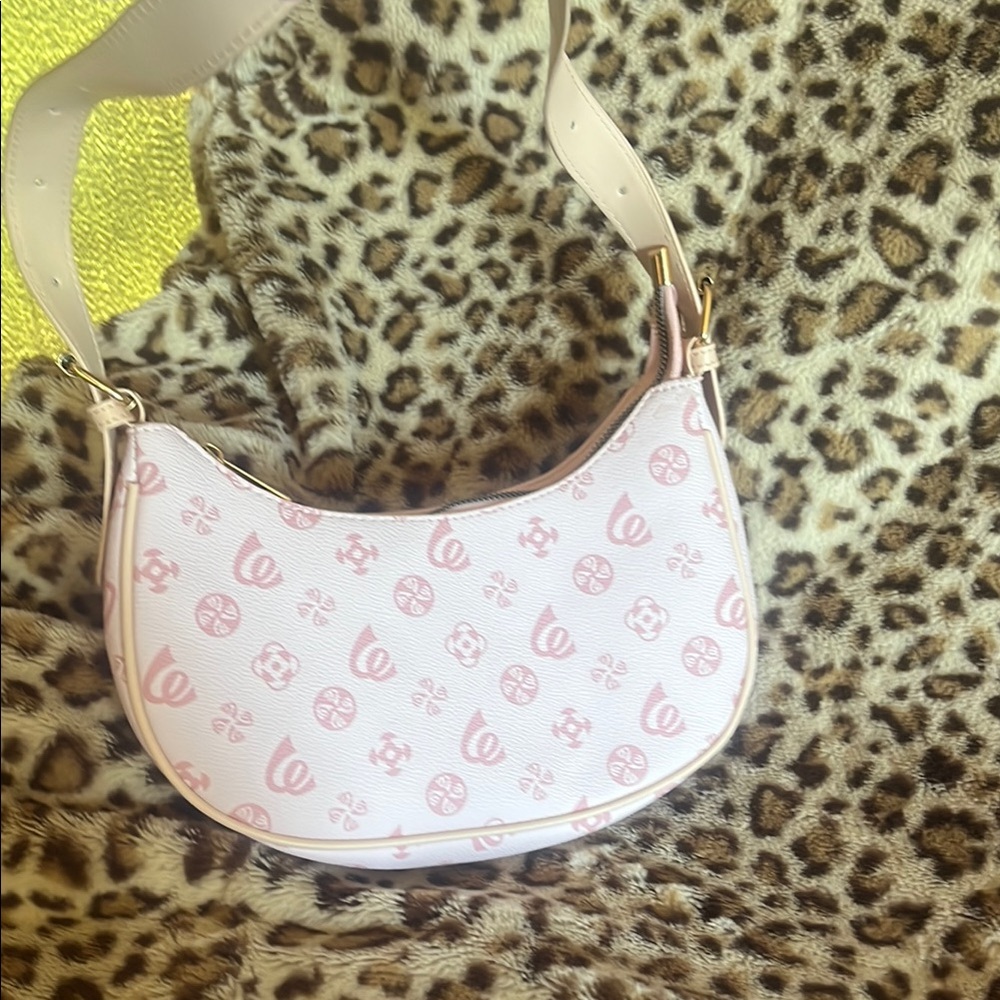 Pink and White Patterned Shoulder Bag